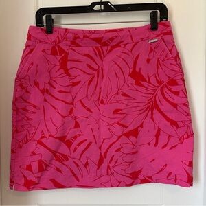 Rafaella Pink and Red Leaf Print Mini Skort